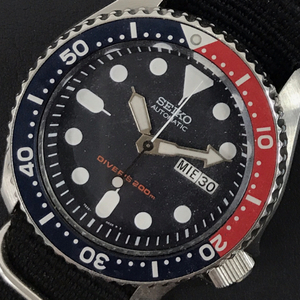 セイコー デイデイト 自動巻 オートマチック 腕時計 7S26-0020 メンズ ネイビー文字盤 稼働品 社外ベルト SEIKO