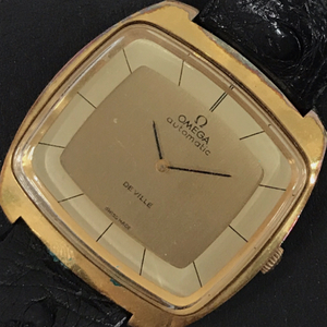 オメガ デビル 自動巻 オートマチック 腕時計 メンズ ゴールドカラー文字盤 社外ベルト 純正尾錠 OMEGA