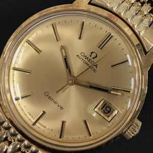 オメガ ジュネーブ デイト 自動巻 オートマチック 腕時計 166.070 Cal.565 メンズ 純正ブレス ゴールドカラー OMEGA