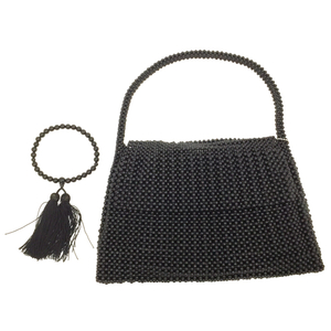 美品 黒珊瑚 ハンドバッグ 数珠 レディース セット 共箱 外箱付き フォーマル ブランド不明
