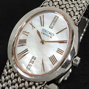 セイコー クレドール 5A70-0BB0 シェル文字盤 ダイヤインデックス SS クォーツ 腕時計 レディース SEIKO CREDOR