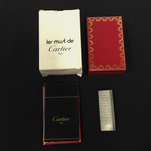 カルティエ シルバーカラー ガスライター 喫煙具 喫煙グッズ ブランド小物 保存ケース・箱付き Cartier