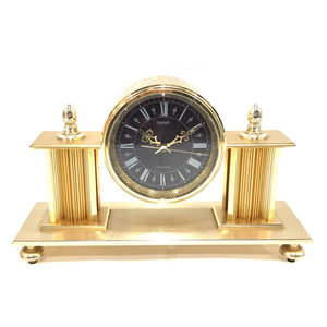 1 jpy Seiko bracket clock RZ409 TRANSISTOR round Rome n height approximately 23cm total length approximately 39.8cm Gold color present condition goods SEIKO