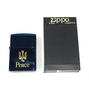 美品 ジッポー ピース Peace オイルライター ブルー 喫煙具 喫煙グッズ 未使用品 ケース付き ZIPPO