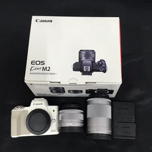 1円 CANON EOS Kiss M2 EF-M 15-45mm 1:3.5-6.3 IS STM 55-200mm 1:4.5-6.3 ミラーレス一眼 デジタルカメラ L011210