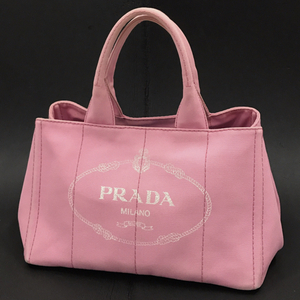 プラダ カナパ キャンバス ハンドバッグ トートバッグ ピンク ゴールドカラー金具 レディース PRADA