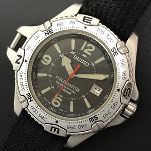 セイコー フィールドマスター デイト クォーツ 腕時計 メンズ 7N35-6090 未稼働品 ブラック文字盤 SEIKO