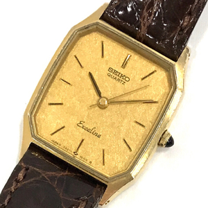  Seiko Exceline кварц наручные часы женский 7321-5560 Gold цвет циферблат неоригинальный ремень QR061-217