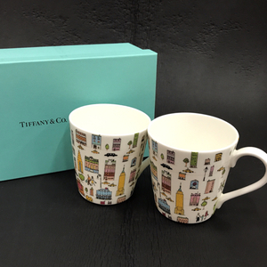 beautiful goods Tiffany 5th Avenue mug calibre 8.3cm height 8.8cm tableware table wear preservation box attaching total 2 point QR061-427
