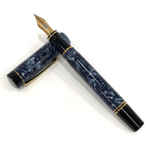 PARKER パーカー 万年筆 デュオフォールド ペン先18k 750 ブルーマーブル カートリッジ コンバーター両用式 木箱付き