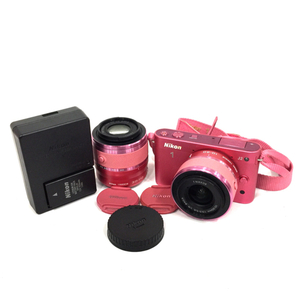 Nikon 1 J2 1 NIKKOR 10-30mm 1:3.5-5.6 VR 30-110mm 1:3.8-5.6 VR ミラーレス一眼カメラ ピンク QR061-305