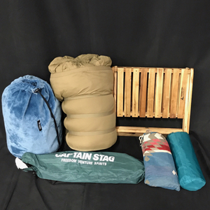 1 jpy Captain Stag aluminium cooler,air conditioner stand Logos soft and mild sleeping bag etc. camp supplies summarize 