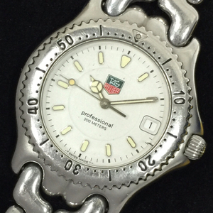 1 jpy TAG Heuer wristwatch S99.006M round cell Date white face quartz men's original belt TAG Heuer