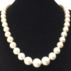 1 jpy pearl pearl catch SILVER necklace diameter 7.5~13.5mm weight 62.8g white series accessory gem judgement document / preservation case attaching 
