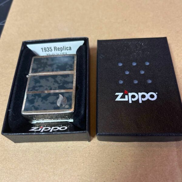 ZIPPO オイルライター　１９３５レプリカ 未使用　ケース有り　4面グレーマーブル模様　
