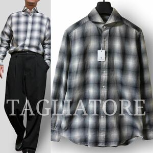 【最終価格】新品 定価3.3万 TAGLIATORE タリアトーレ イタリア製 COVENT オンブレチェック カッタウェイ 長袖 シャツ 40