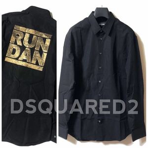 【最終価格】新品 定価8.2万 DSQUARED2 ディースクエアード イタリア製 上質コットン100% RUNDAN バッグロゴ入り 長袖 シャツ 48