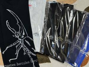 〈送料込み〉【HirokA】ヘラクレスオオカブト　バックプリントTシャツ　Lサイズ　黒Tに銀ラメ　シルバーラメ