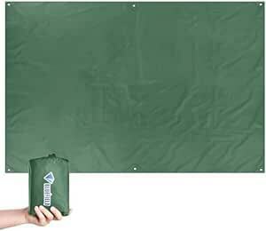 TRIWONDER 多機能 タープ天幕 グランドシート 防水シート 軽量小型 テントシート キャンプマット 収納袋付き (グリーン