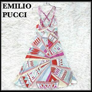 EMILIO PUCCI Emilio Pucci A линия общий рисунок шелк безрукавка колени длина макси длина топ безрукавка многоцветный One-piece розовый 