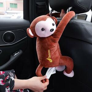 車内用 ティッシュホルダー ティッシュケース カバー 猿 ぬいぐるみ 人形