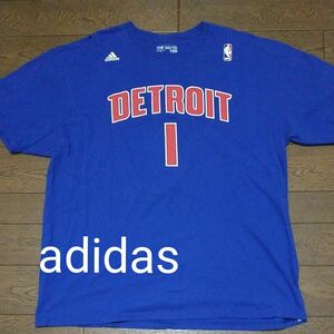 adidas　NBA DETROIT 1 両面Tシャツ　ブルー系　2X A-2405