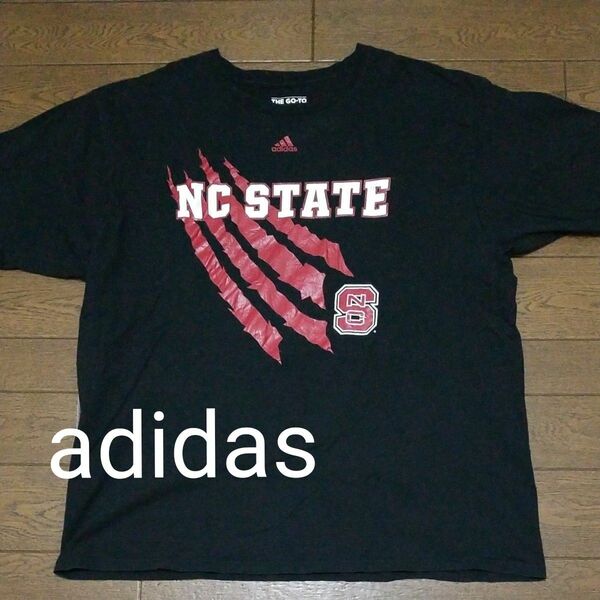 adidas　プリントTシャツ　NC STATE 黒系　2X A-2410