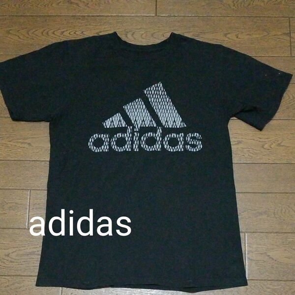 adidas　ビッグロゴ　プリントTシャツ　黒系　M/M A-2411
