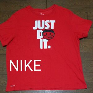 NIKE　DRI-FIT プリントTシャツ　JUST DO IT オレンジ赤系　XXL N-2427