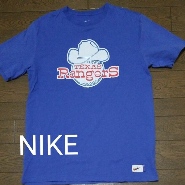 NIKE　プリントTシャツ　TEXAS Rangers ブルー系　LGG N-2417