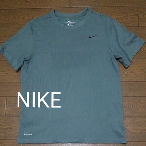 NIKE　ワンポイントロゴTシャツ　グリーングレー系　L N-2433