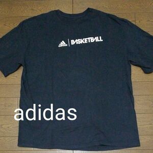 adidas　プリントTシャツ　BASKETBALL 紺系　2XL A-2413