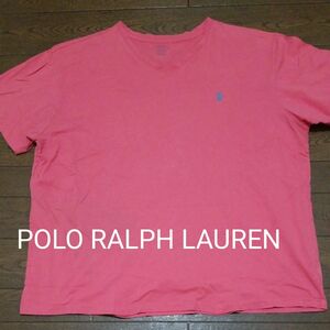 POLO RALPH LAUREN ワンポイントVネックTシャツ　ピンク系　XXL/TTG P-2418