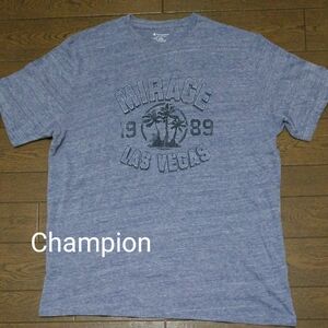 Champion プリントTシャツ　MIRAGE 杢ブルー系　XXL C-2421
