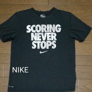 NIKE　DRI-FIT プリントTシャツ　SCORING 黒系　M N-2476