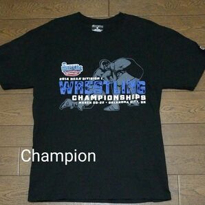 Champion プリントTシャツ　WRESTLING 黒系　M C-2424