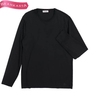 JIL SANDER+/ジルサンダープラス メンズ 長袖 カットソー トップス Tシャツ ロンT 無地 丸首 コットン L 黒 [NEW]★61DL07