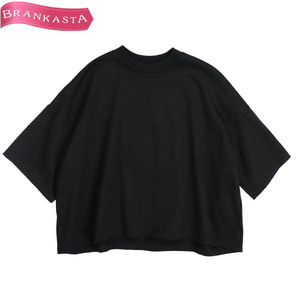 【美品】MACKINTOSH/マッキントッシュ レディース 五分袖 Tシャツ トップス ドロップショルダー コットン 8 黒 [NEW]★61DL92