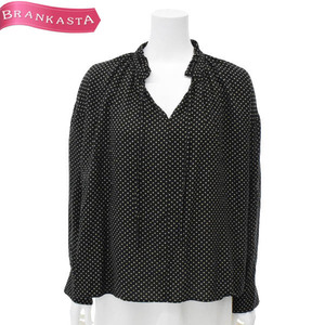 [ beautiful goods ]BALLSEY/ Ballsey Tomorrowland long sleeve blouse tops dot pattern collar frill M 36 black beige [NEW]*61DN31