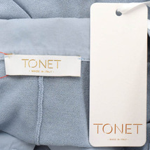 TONET/トネット レディース ひざ丈 ワンピース ニット×布帛 五分袖 襟付 タックフレア 比翼仕立て 綿 38 水色 [NEW]★61EA25_画像7