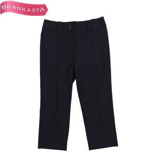 [ beautiful goods ]MARLENEDAM/ mare n dam lady's cropped pants stretch nylon center switch 38 M black [NEW]*41GH34