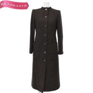 Salvatore Ferragamo/ Salvatore Ferragamo long stand-up collar coat long sleeve wool I40 M corresponding tea color [NEW]*41LF81