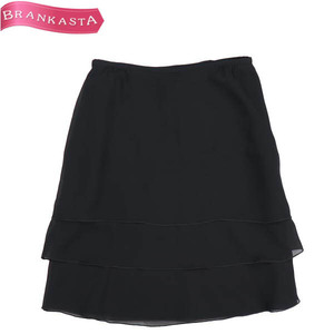 [ beautiful goods ]JUNKO SHIMADA/ Junko Shimada lady's knee height tia-do skirt 38 M corresponding black [NEW]*51BF51