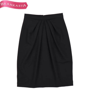 [ beautiful goods ]PAOLA FRANI/ Paola Frani lady's knee height tight skirt tuck small size I36 US0 XS black [NEW]*51BG64