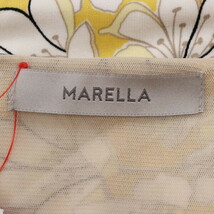 【美品】MARELLA/マレーラ ひざ丈 エンパイアワンピース 長袖 花柄 Vネック カットソー L 170/92A 黄色 白 黒 [NEW]★51BI07_画像8