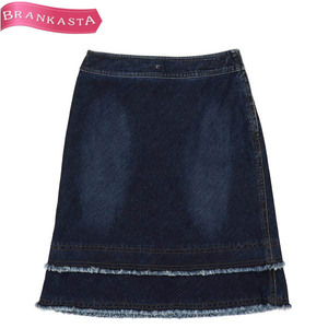 courreges/ Courreges lady's knee height A line Denim skirt stretch 64-91 M corresponding indigo blue [NEW]*51BJ82