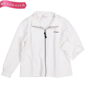 ELLE SPORT/ L sport ja card jacket lady's Zip up long sleeve large size LL eggshell white [NEW]*51BO43