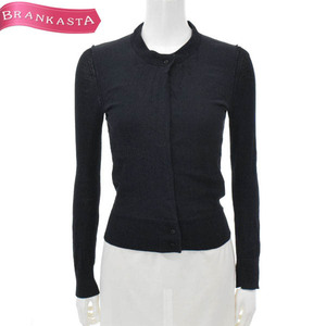 DKNY/ Donna Karan New York lady's cardigan tops knitted × chiffon long sleeve silk P black series [NEW]*51EH21