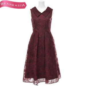 [ beautiful goods ]GRACE Class/ Grace Class long One-piece dress embroidery no sleeve tuck flair 36 bordeaux [NEW]*51FI23