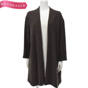 [ beautiful goods ]K.T KIYOKO TAKASE/ke- tea ki width ta spool long cardigan tops wool .M 9 dark brown [NEW]*51JH52